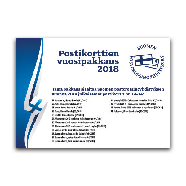 Postikorttien vuosipakkaus 2018 - Suomen postcrossingyhdistys ry