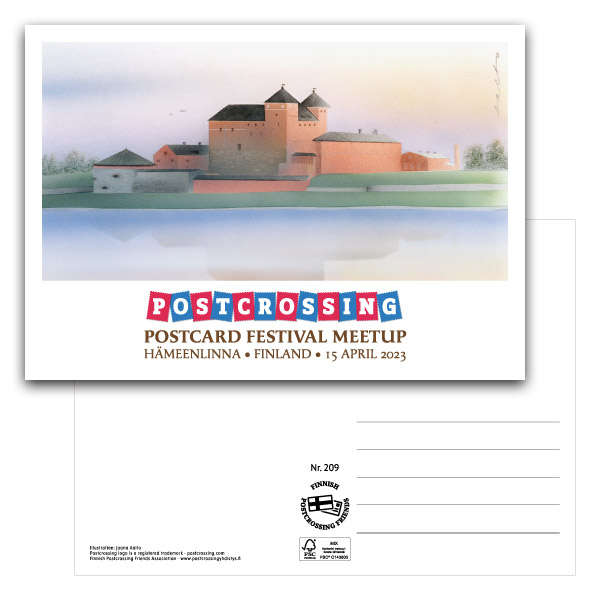 Festivaalimiitti 2023 -miittikortti - Suomen postcrossingyhdistys ry